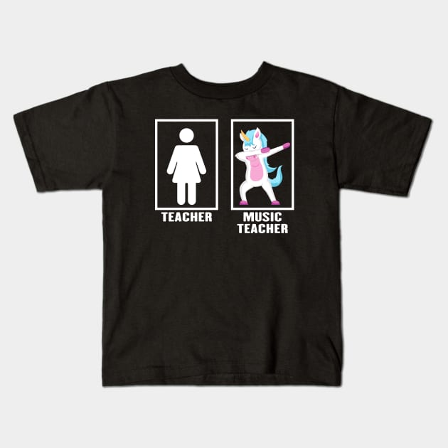 Dabbing Unicorn Music Teacher Kids T-Shirt by Wakzs3Arts